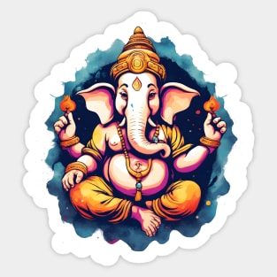 Ganapati Ganesh Chaturthi, Colorful Watercolor Sticker